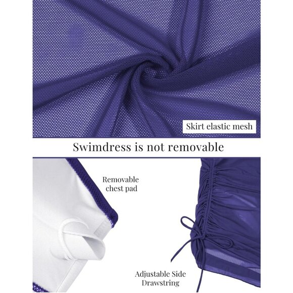 Tummy Control One-Piece with Mesh Touch & Feminine Skirt For Women's - Picture 5 of 5